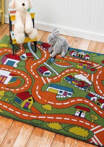 Dětský kusový koberec město a ulice barvy oranžové 4sleep detail
