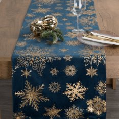 Vánoční ubrus/štola 40x140cm - Joy tmavě modrá+zlatá velur Vánoční ubrus/štola 40x140cm - Joy tmavě modrá+zlatá velur