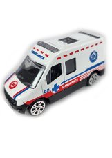 Vozidlo vojenské ambulance bílé 7cm kov na volný chod 1:64