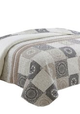 Přehoz na dvojpostel 220x240cm +2kusy povlak na polštářek 40x40cm patchwork béžový