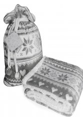 Hřejivá deka ovečka/beránek a mikroplyš 150x200cm barvy světle šedá s bílou norský vzor 