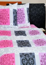 Povlečení satén zapínání na zip ze 100% bavlny 140x220+70x90cm Tina 214-2 šedo růžový Povlečení satén zapínání na zip ze 100% bavlny 140x220+70x90cm Tina 214-2 šedo růžový