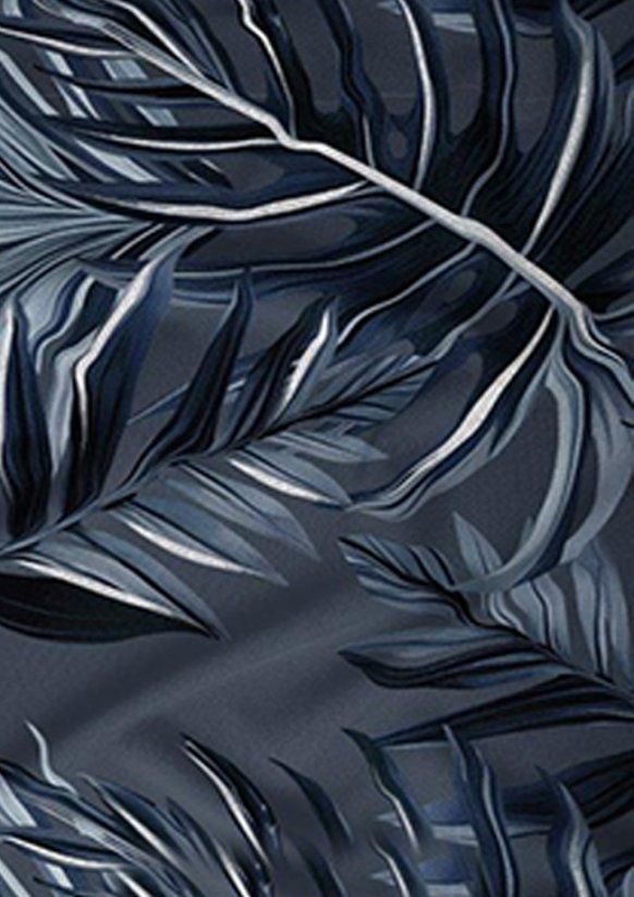 Bavlněné saténové povlečení 140x200 +70x90 - Velké listy šedé detail