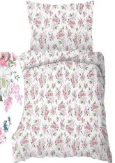 Krepové povlečení 140x200+70x90cm - Květy jabloní na bílém