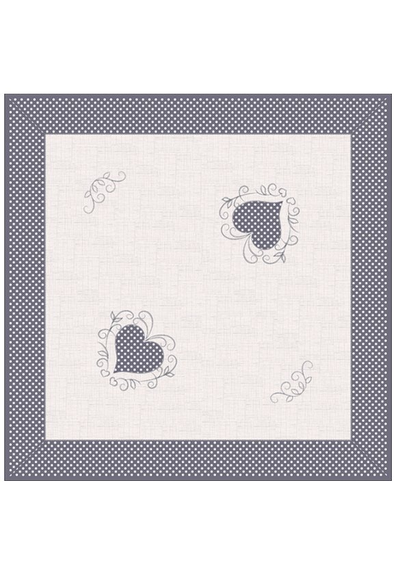 Ubrus čtverec 75x75cm srdce hnědé na béžovém