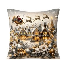 Vánoční povlak na polštář 45x45 na zip velur - Vánoční krajina stříbrná sobíci Vánoční povlak na polštář 45x45 na zip velur - Vánoční krajina stříbrná sobíci