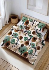 Bavlněné povlečení Lux 140x200+70x90cm - Abstrakce zelená/bílá