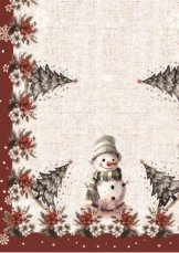 Vánoční ubrus sněhuláci červení 35x35cm detail prostírání Vánoční ubrus sněhuláci červení 35x35cm detail prostírání