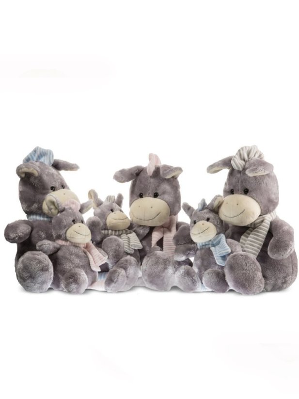 Dětský plyšák Oslík s růžovým šálem 29cm