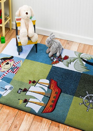 Dětský kusový koberec pirát barvy zeleno modré 4sleep detail