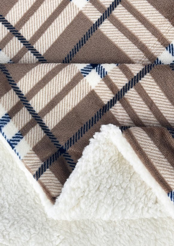 Mikroplyšová deka ovečka/beránek 150x200cm - Káro béžové detail