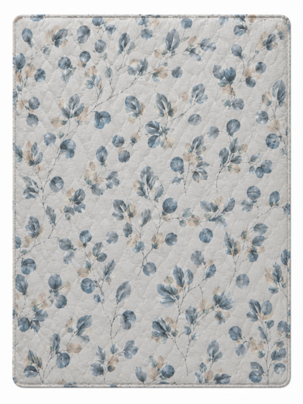 Přikrývka MILANO 160x200 Letní 250g - Lístečky modré na šedé