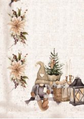 Vánoční ubrus skřítci béžová 35x35cm prostírání detail