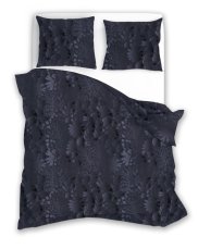 Bavlněné saténové povlečení 140x200+70x90 - květy černé 016