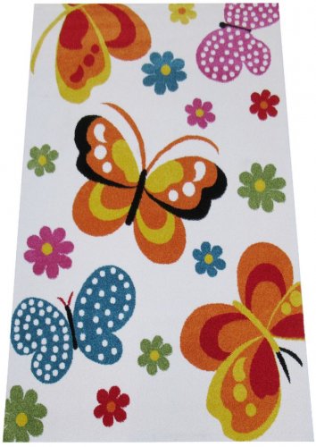 Dětský kusový koberec Motýli na krémovém podkladu