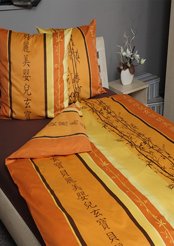 Povlečení satén zapínání na zip ze 100% bavlny 140x200+70x90cm Brita oranžová 170