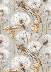 Bavlněné povlečení Lux 140x200+70x90cm - Pampelišky béžová/šedá detail