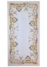 Velikonoční ubrus, štola na stůl s motivem zajíčků a domečků o velikosti 150x40cm Velikonoční ubrus, štola na stůl s motivem zajíčků a domečků o velikosti 150x40cm