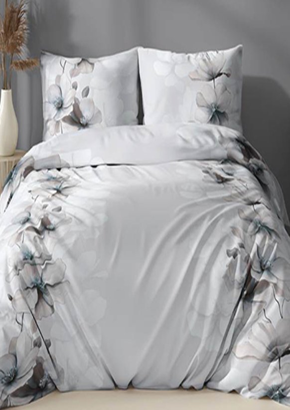 Flanelové povlečení 140x200 + 70x90 - Šípková růže  na šedém