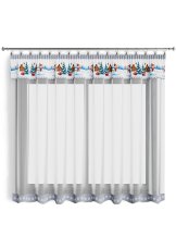 Hotová vánoční záclona 300x140cm - Sněhuláci modří Hotová vánoční záclona 300x140cm - Sněhuláci modří