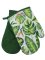 Kuchyňská chňapka s magnetem, rukavice s motivem listy zelená