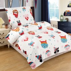 Povlečení mikroplyš vánoční motiv zvířatka zoo 140x200+7090cm na zip