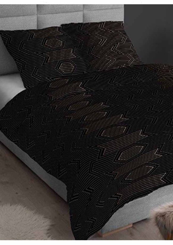 Bavlněné saténové povlečení 140x200 +70x90 - Proužky černozlaté