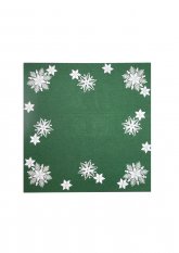 Vánoční ubrus 85x85cm vločky bílé na zeleném