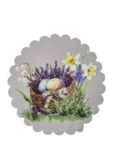 Velikonoční ubrus O 40cm - Kraslice v košíku
