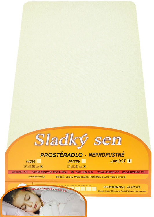 Nepropustné prostěradlo jersey s gumičkou 180x200 v barvě smetanové