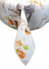 Teflonový ubrus 70x70cm bílý s motivem Paříže a květin