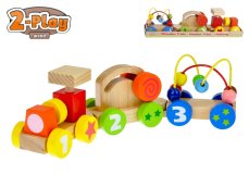 Vláček s vagónky 34cm dřevěný 2-Play 18m+