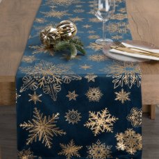 Vánoční ubrus/štola 40x140cm - Joy tmavě modrá+zlatá velur Vánoční ubrus/štola 40x140cm - Joy tmavě modrá+zlatá velur