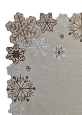 Vánoční ubrus vločky béžové 30x45cm detail Vánoční ubrus vločky béžové 30x45cm detail
