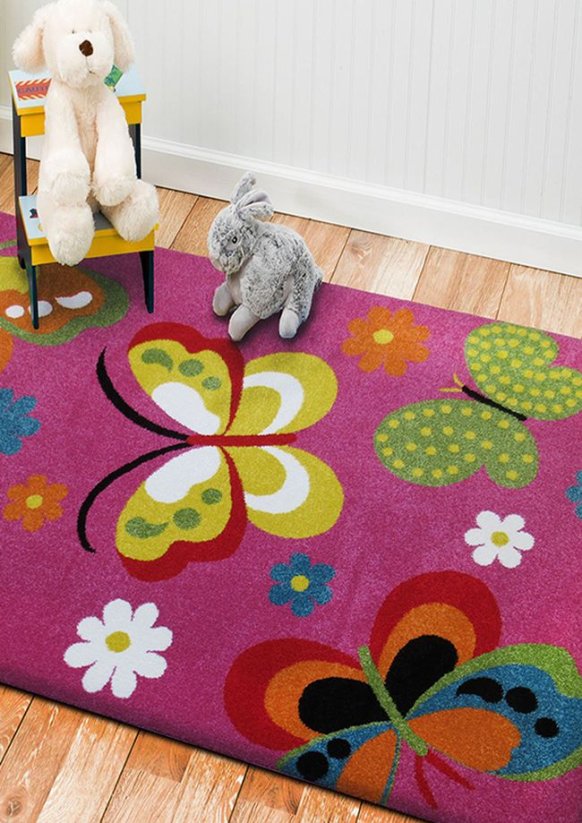 Dětský kusový koberec motýlci 14 barvy růžové 4sleep detail
