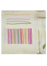 Dekorační krepový povlak na polštářek 40x40 - Květy a pruhy krémové