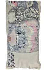 Dekorační polštář velur 5000 bankovka 28x53cm 1
