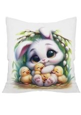 Velikonoční povlak na polštář 40x40cm z veluru, s motivem zajíčka a káčátka Velikonoční povlak na polštář 40x40cm z veluru, s motivem zajíčka a káčátka