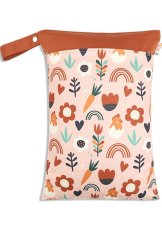 Plážová taška na zip 30x40cm - Květy a duha oranžová