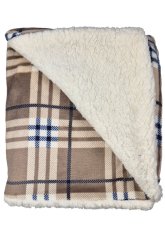 Mikroplyšová deka ovečka/beránek 150x200cm - Káro béžové