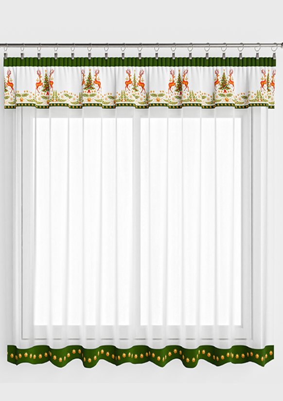 Hotová vánoční záclona 300x140cm - Jeleni zelené