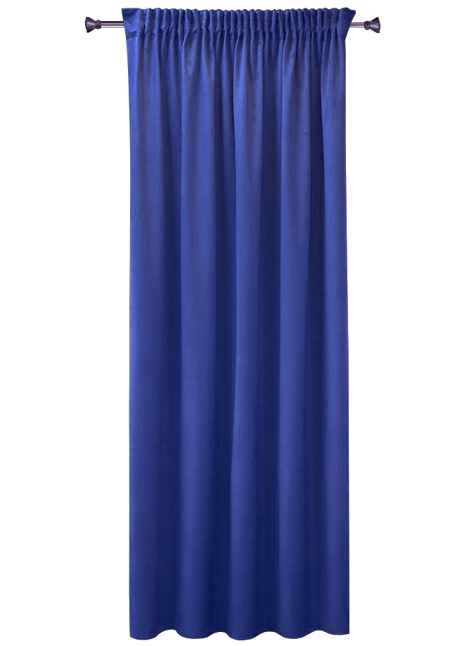 Jednobarevný závěs s řasící páskou modrý