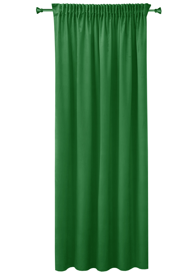 Jednobarevný závěs s řasící páskou zelený